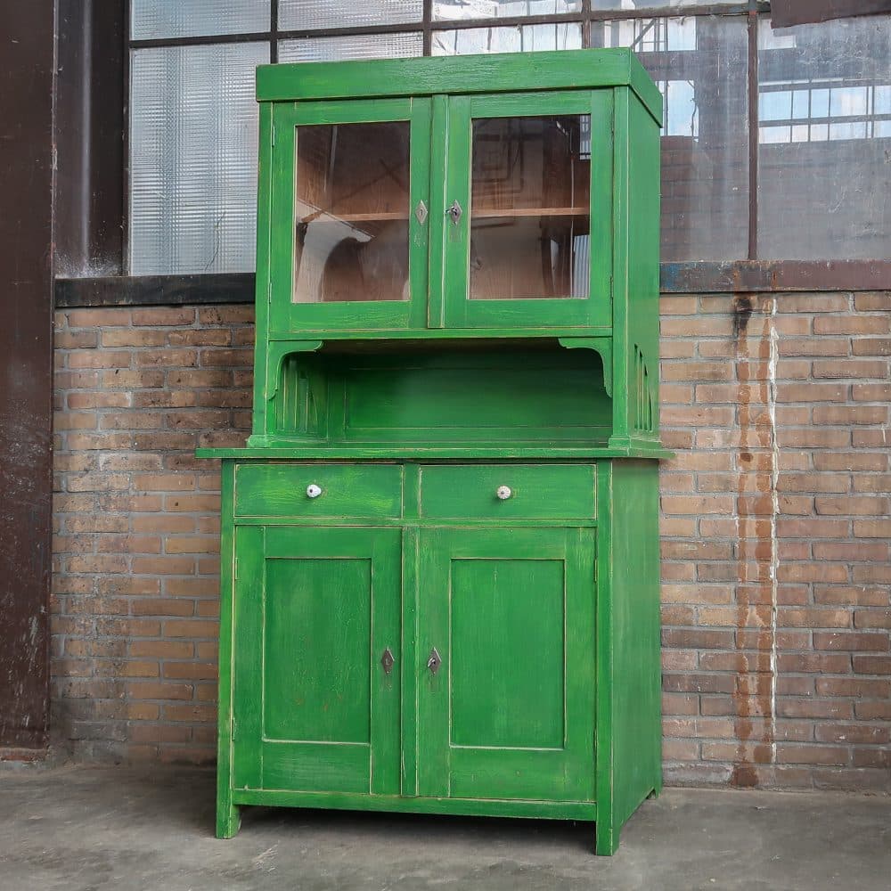 Groene brocante buffetkast - Afbeelding 2