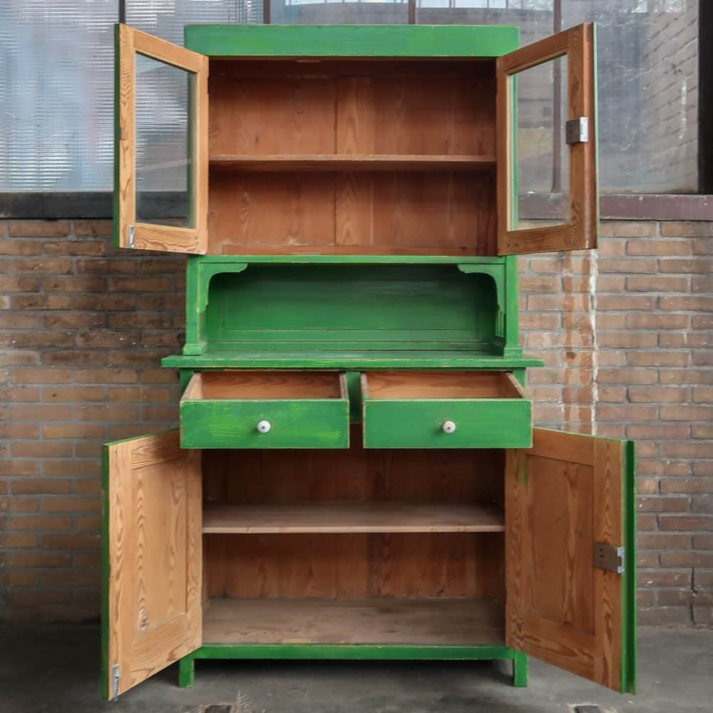 Groene brocante buffetkast - Afbeelding 3
