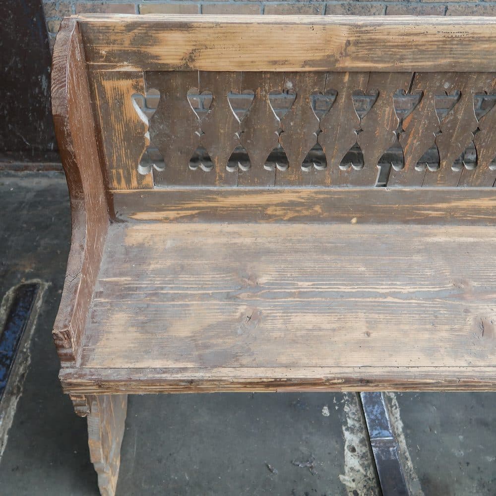 Brocante houten bank - Afbeelding 4