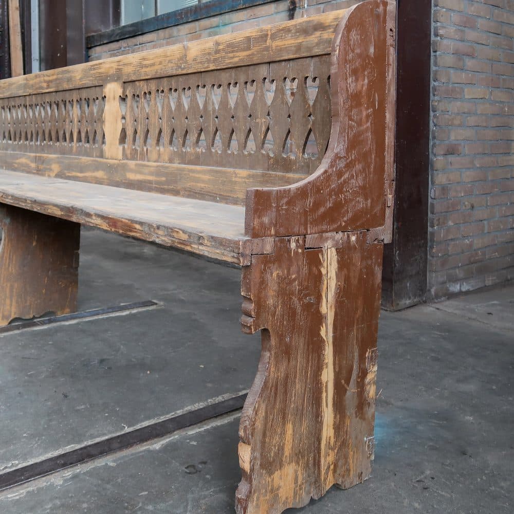 Brocante houten bank - Afbeelding 2