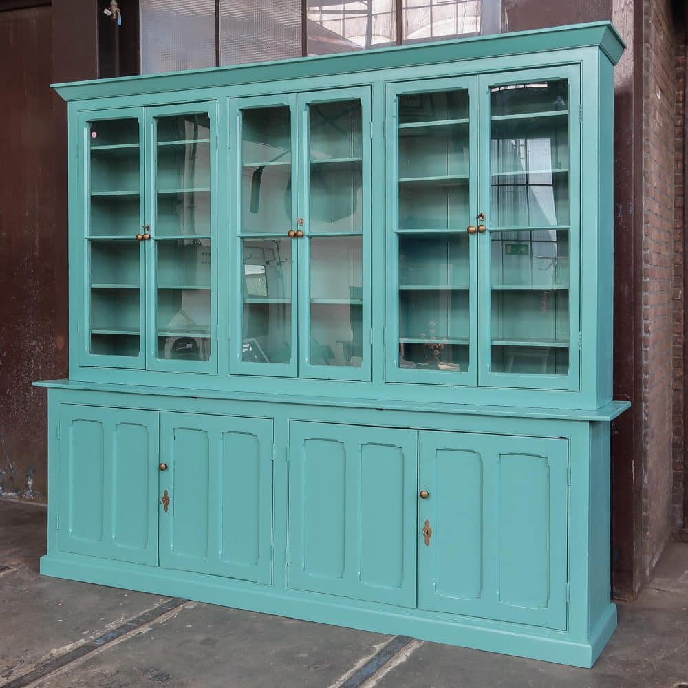 Brocante turquoise winkelkast - Afbeelding 2