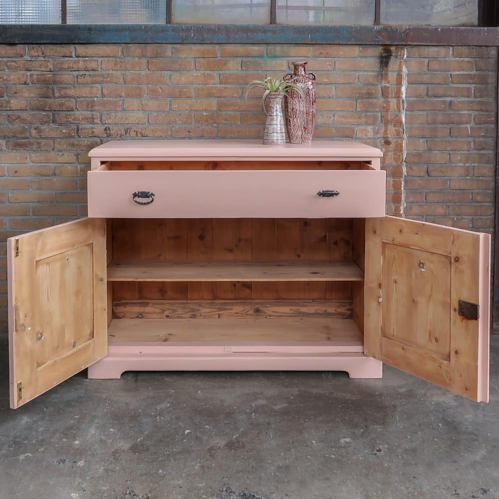 Brocante roze dressoir - Afbeelding 3
