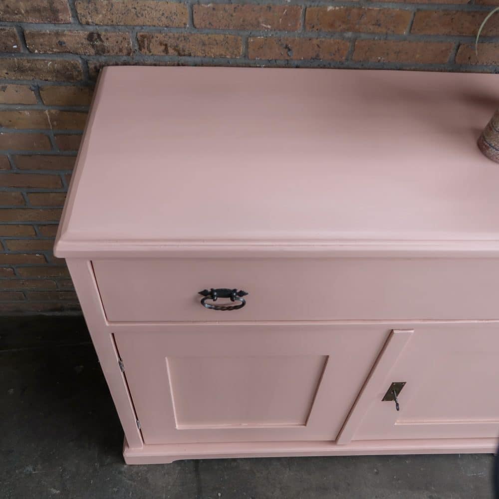 Brocante roze dressoir - Afbeelding 4