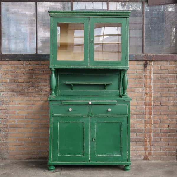 Brocante groene buffetkast