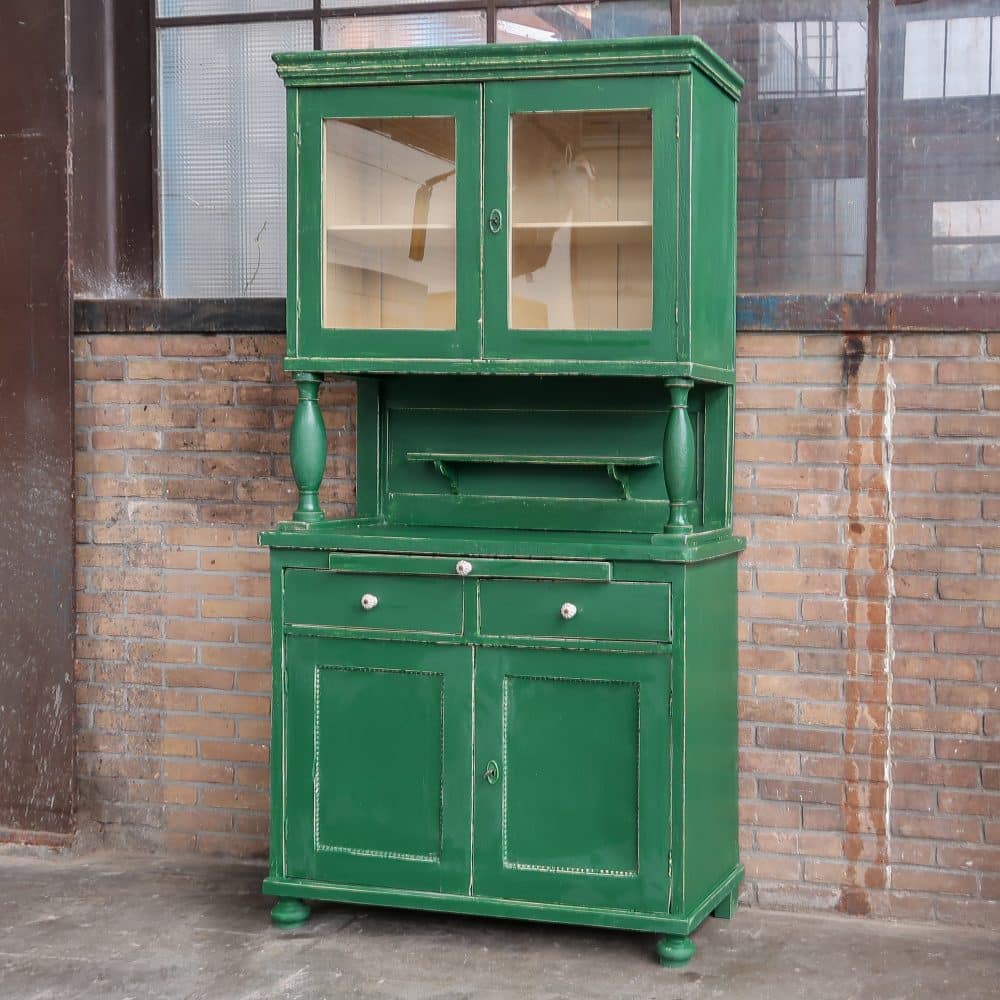 Brocante groene buffetkast - Afbeelding 2