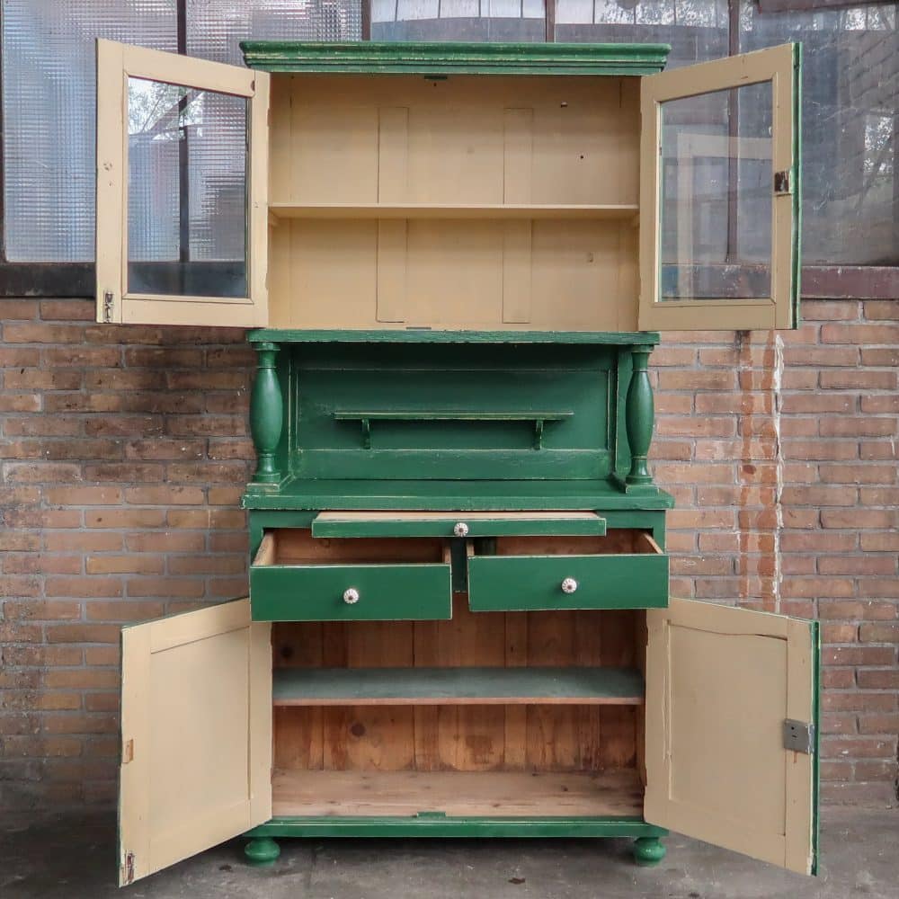 Brocante groene buffetkast - Afbeelding 3