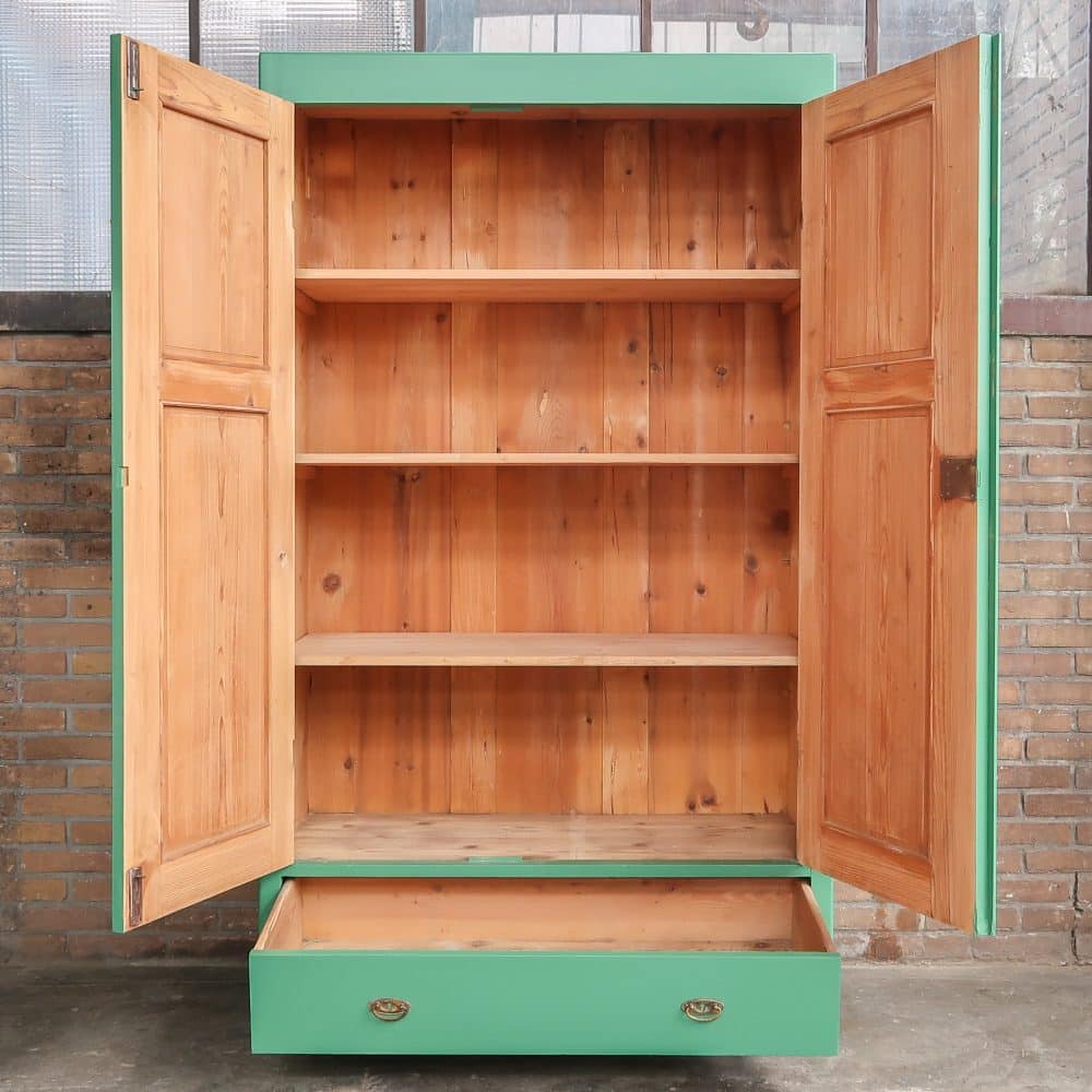 Brocante groene linnenkast – Bild 3
