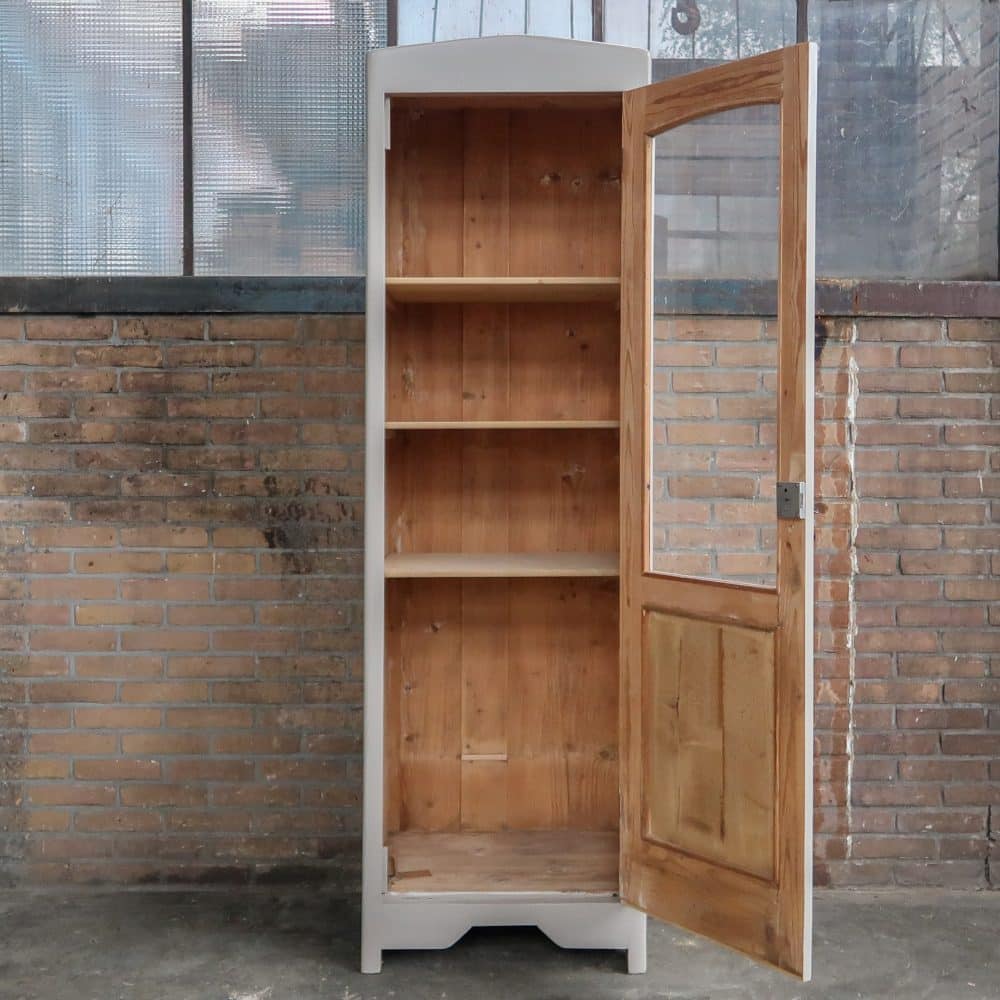 Eendeurs taupe vitrinekast - Afbeelding 3