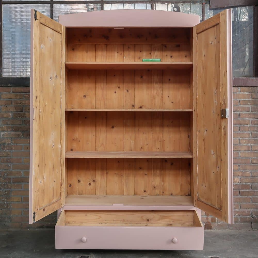 Brocante roze linnenkast - Afbeelding 3