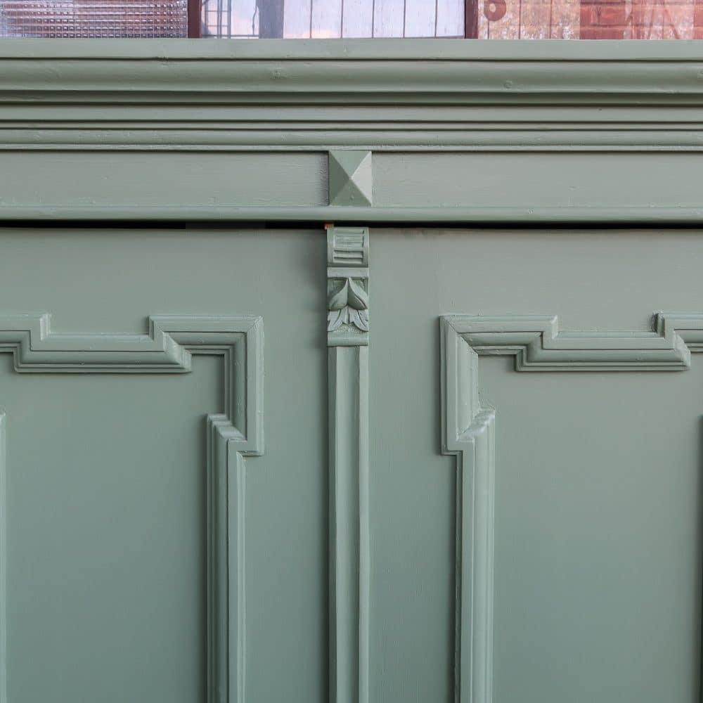 Brocante groene linnenkast - Afbeelding 4