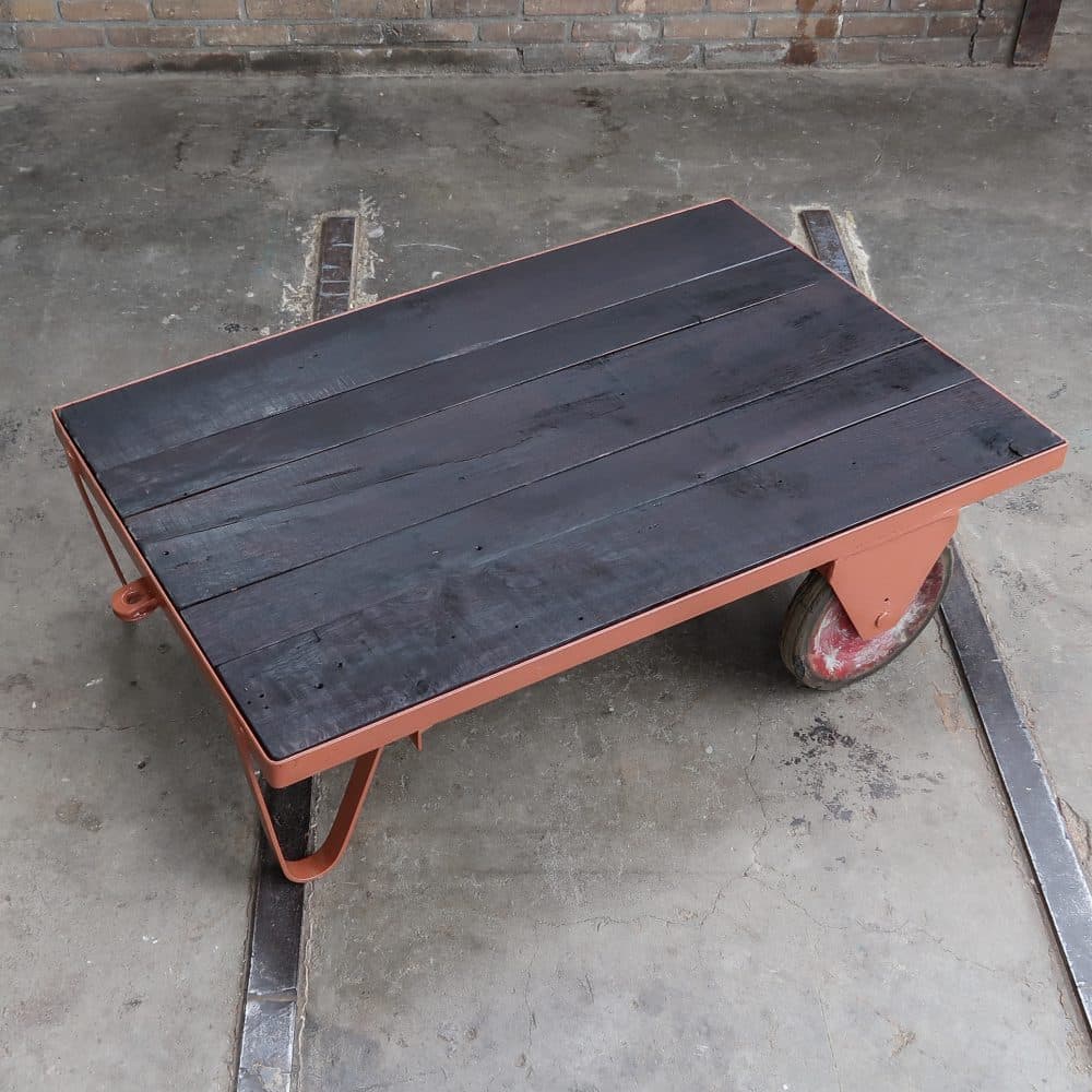 Industriële kar - salontafel - Afbeelding 2