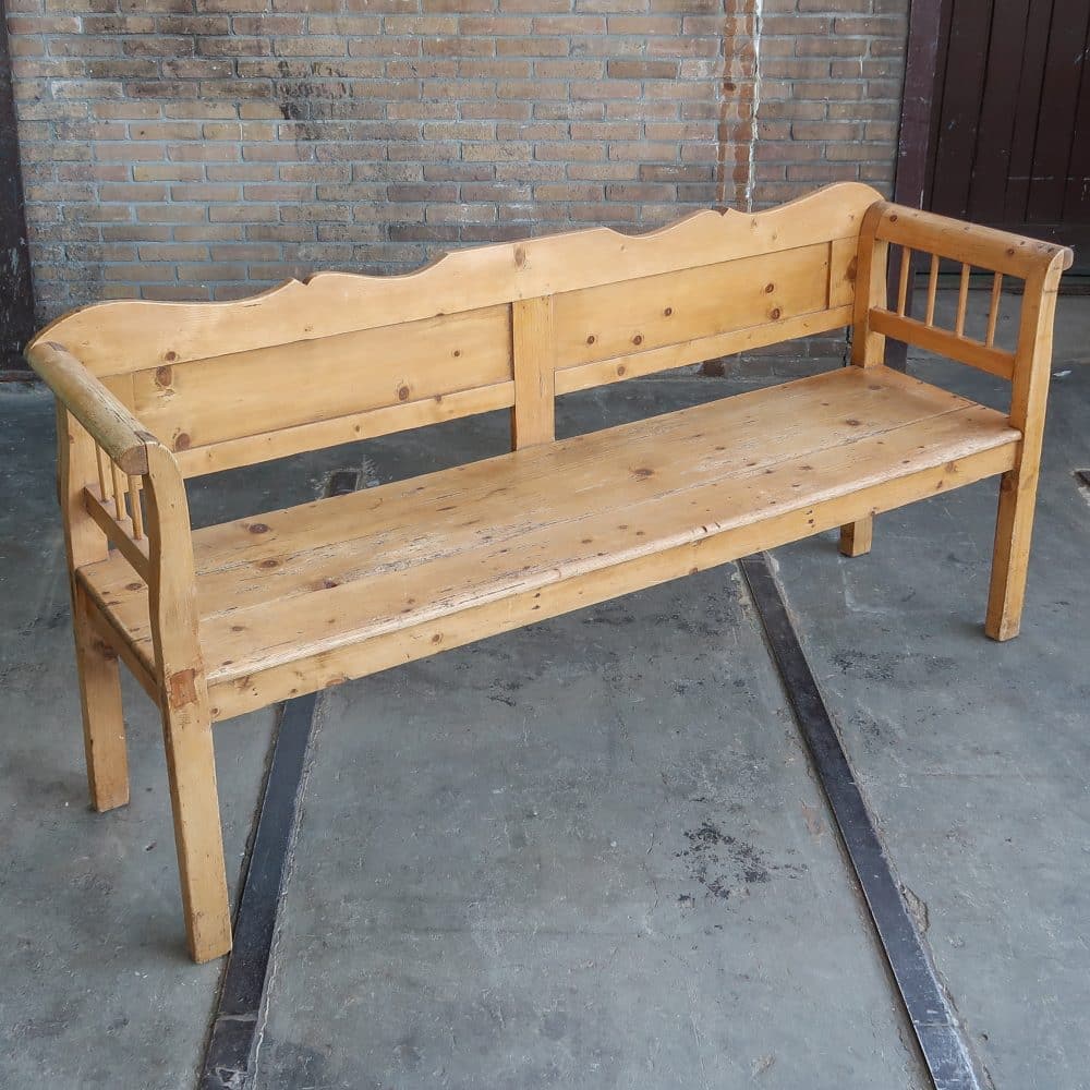 Brocante houten bank - Afbeelding 2