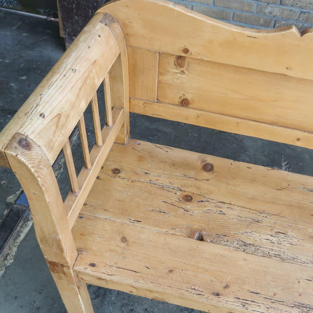 Brocante houten bank - Afbeelding 4
