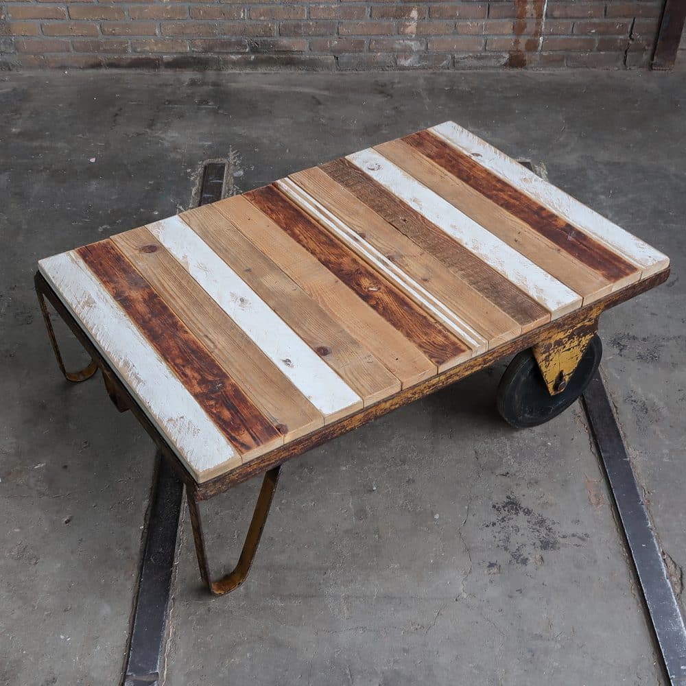 Industriële kar - salontafel - Afbeelding 2