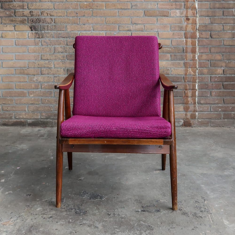 Paars vintage fauteuil - Afbeelding 2