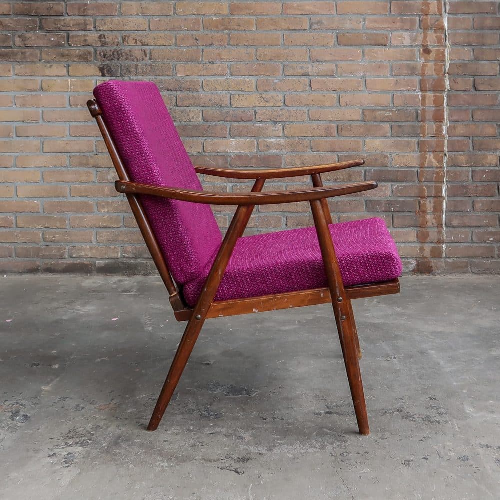 Paars vintage fauteuil - Afbeelding 3