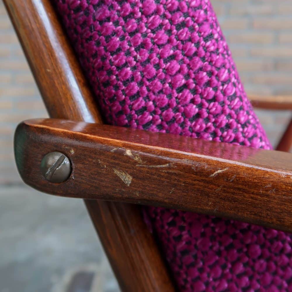 Paars vintage fauteuil - Afbeelding 6