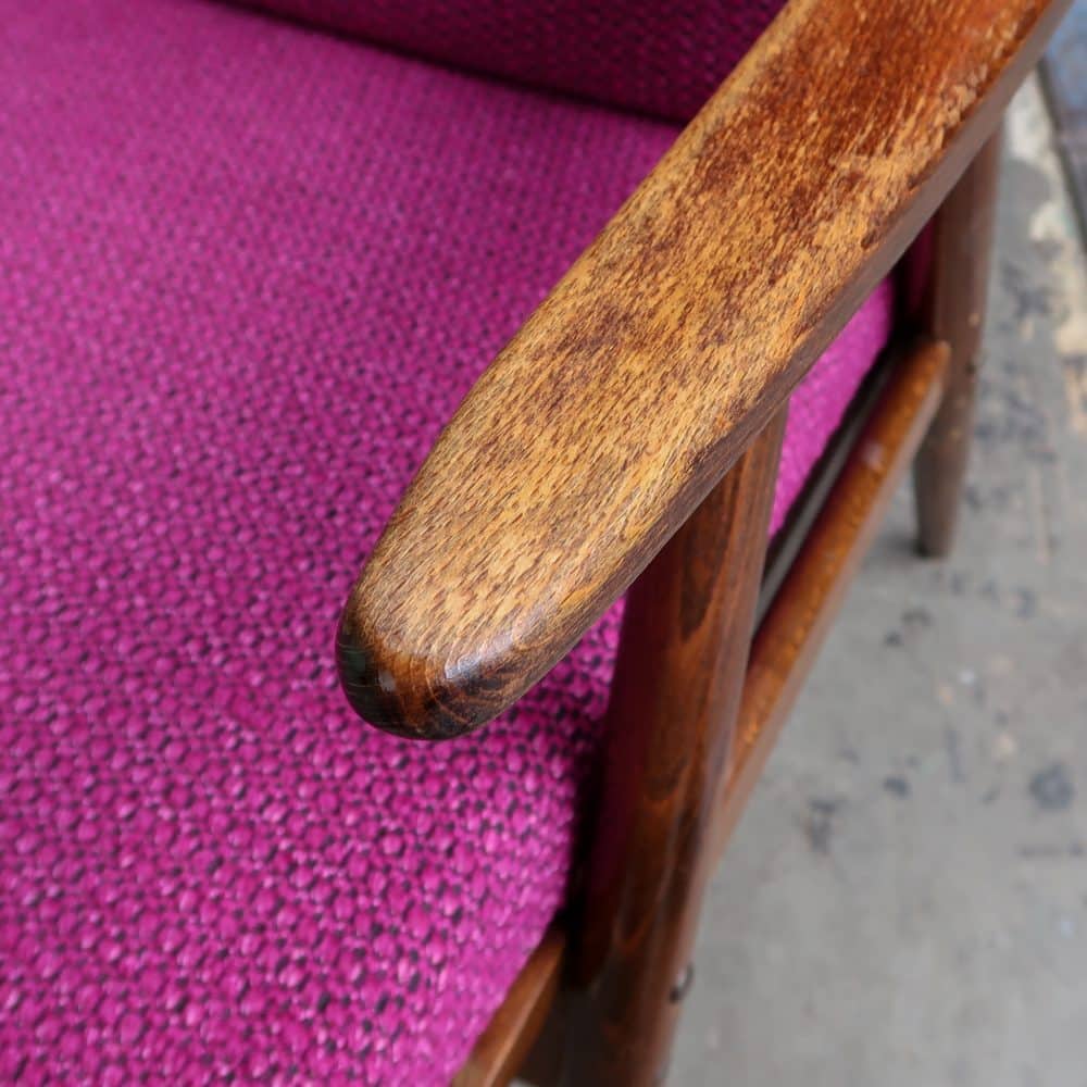 Paars vintage fauteuil - Afbeelding 7
