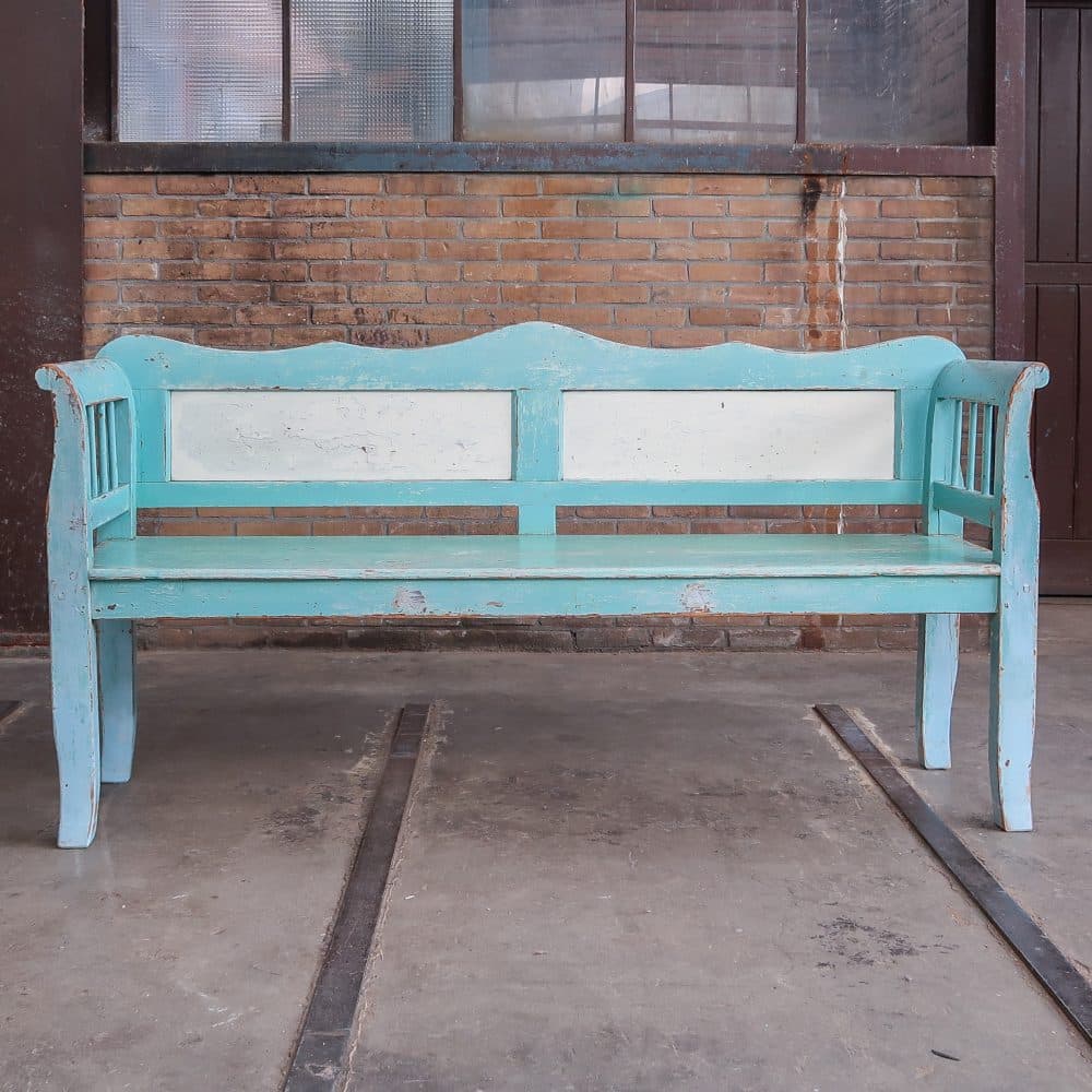 Brocante blauwe bank - Afbeelding 2