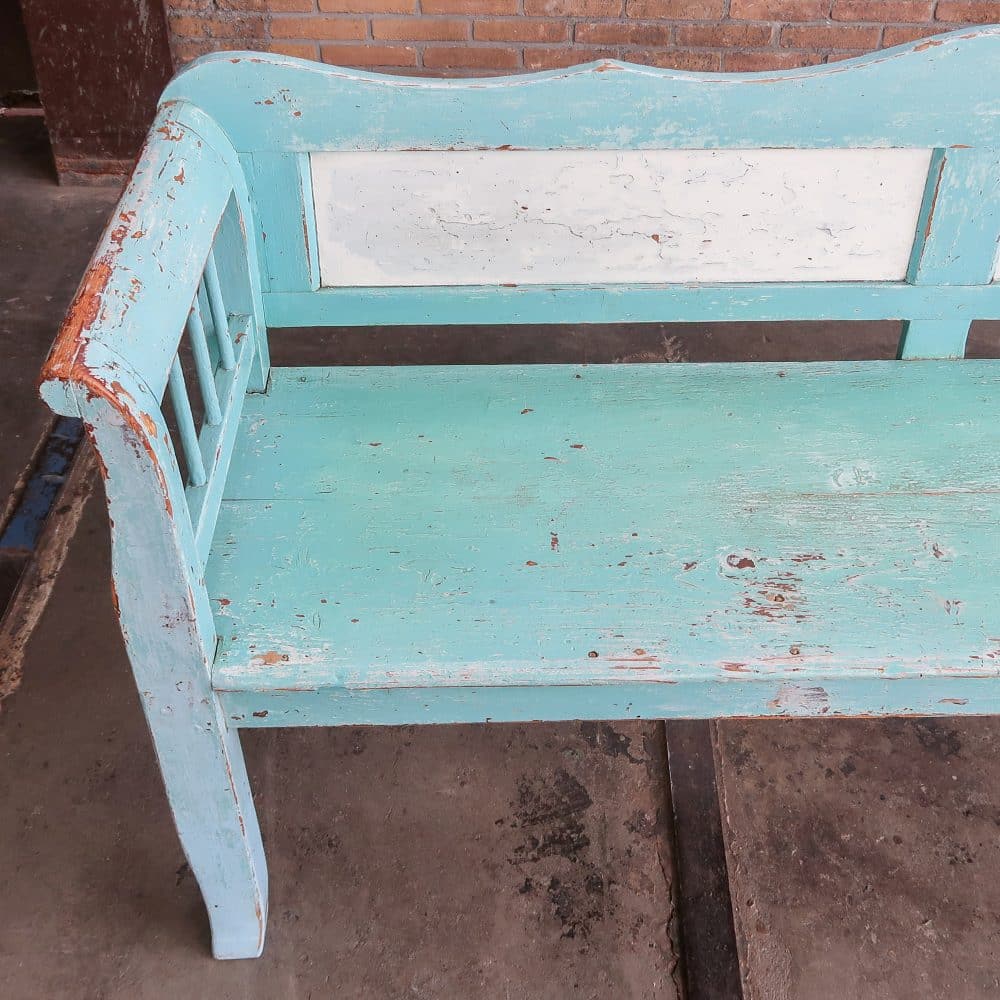 Brocante blauwe bank - Afbeelding 3