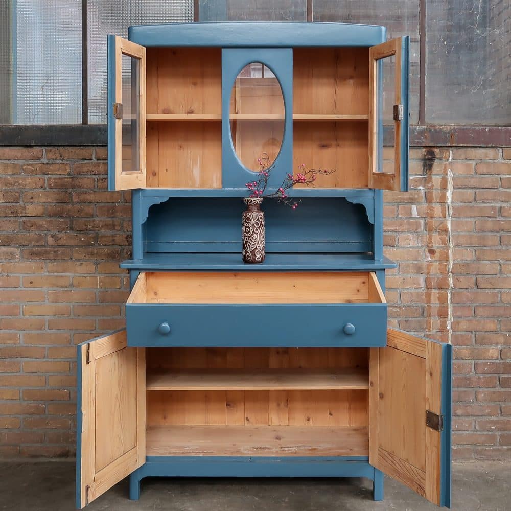 Blauwe brocante buffetkast - Afbeelding 3