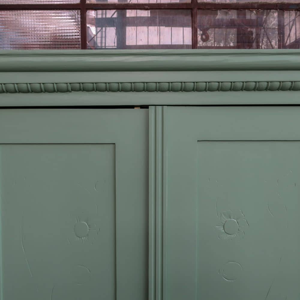 Brocante groene linnenkast - Afbeelding 4
