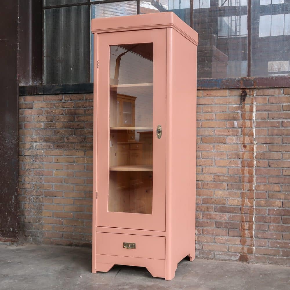 Roze eendeurs vitrinekast - Afbeelding 2