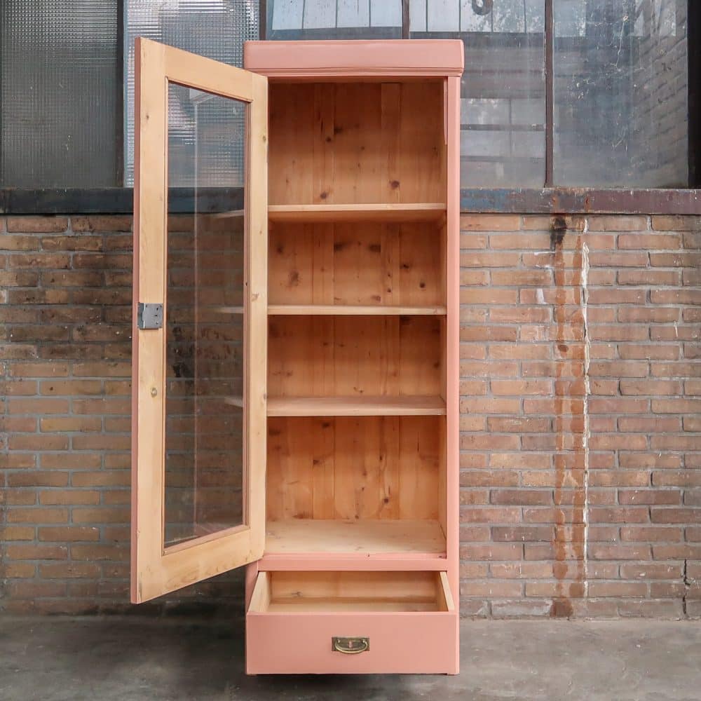 Roze eendeurs vitrinekast - Afbeelding 3