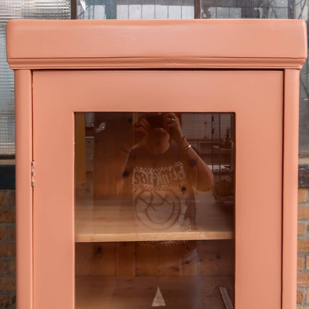 Roze eendeurs vitrinekast - Afbeelding 4