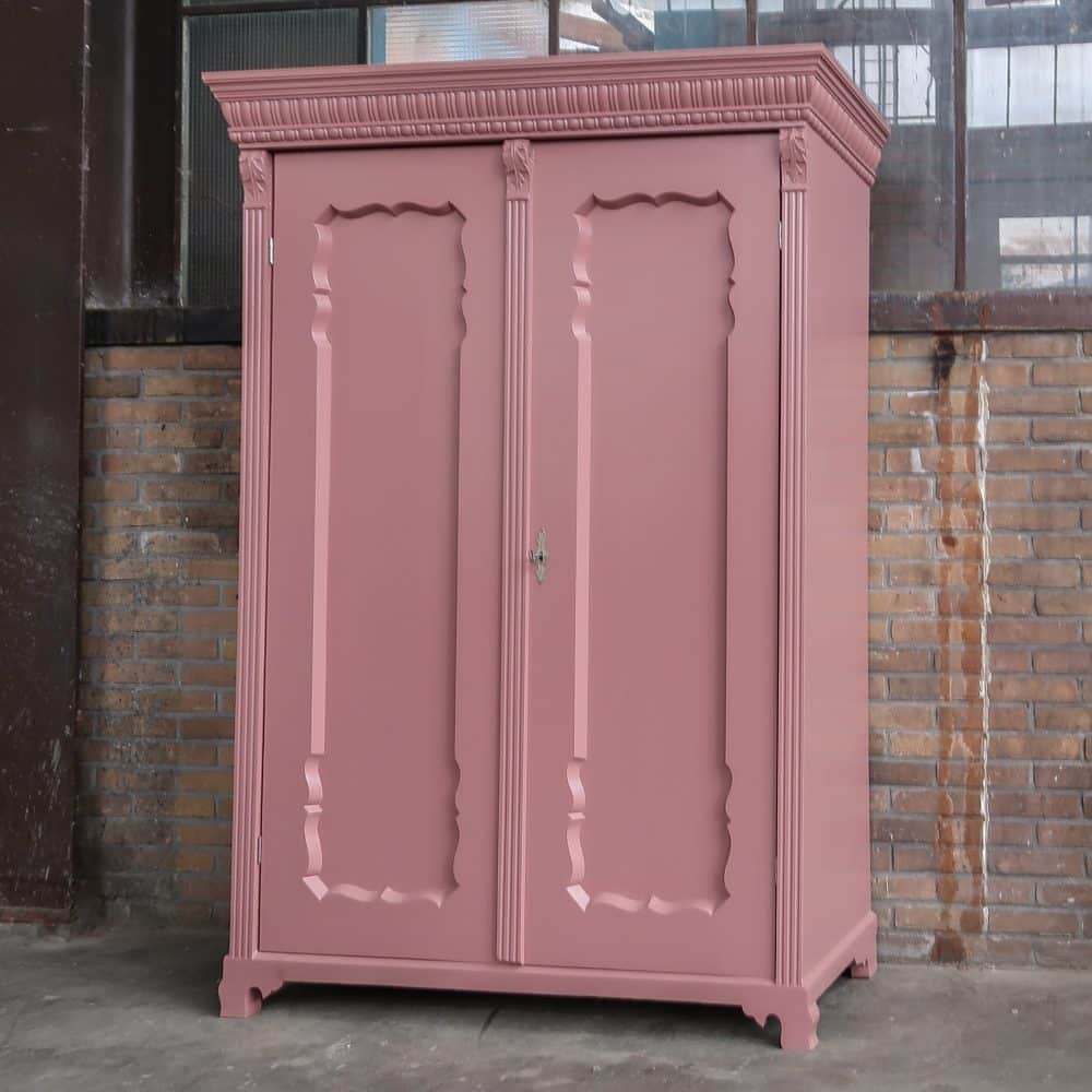 Brocante oud roze linnenkast - Afbeelding 2