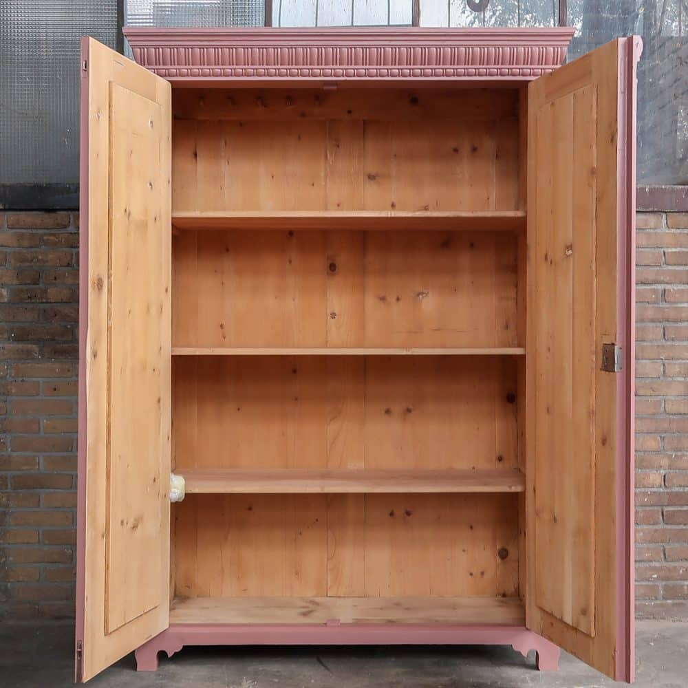Brocante oud roze linnenkast - Afbeelding 3