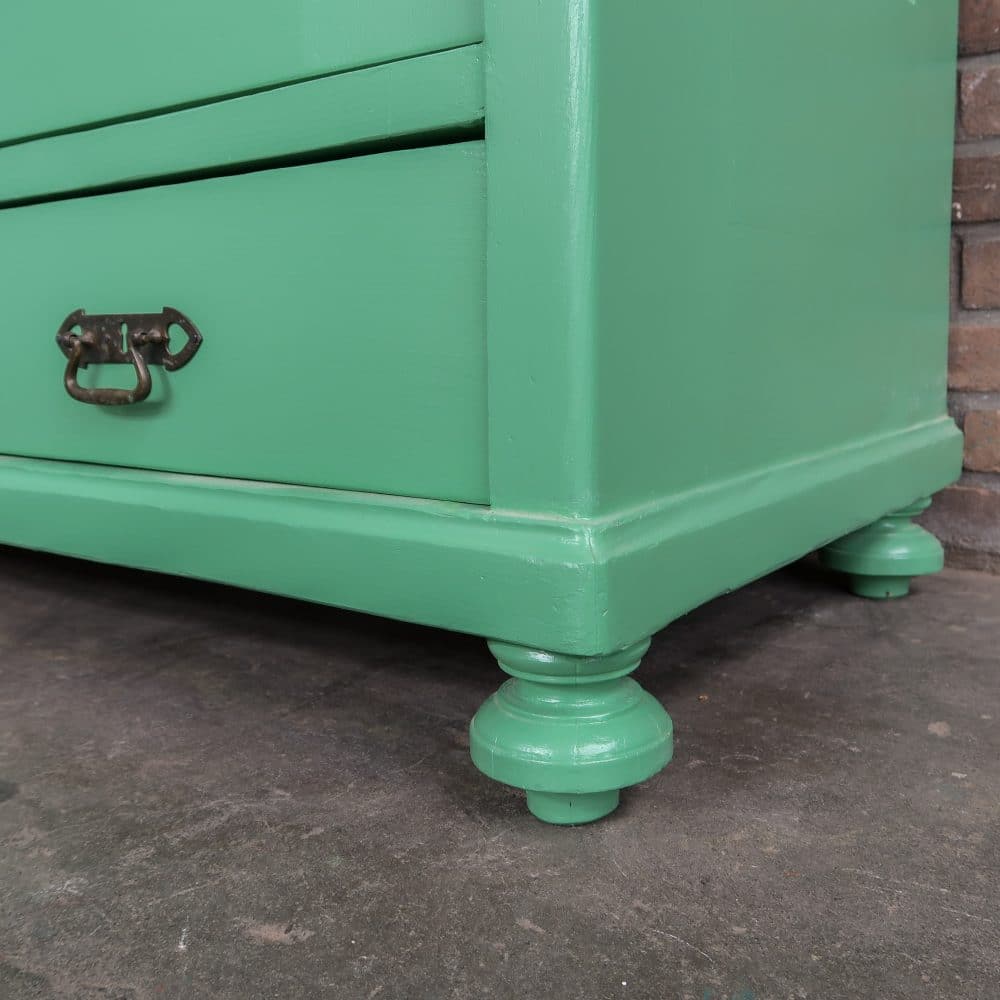 Brocante groene vitrinekast - Afbeelding 7