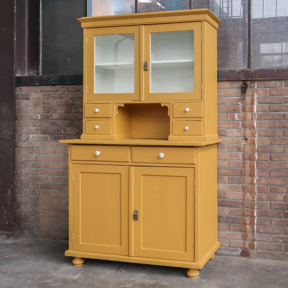 Brocante gele buffetkast - Afbeelding 2