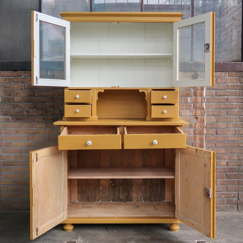 Brocante gele buffetkast - Afbeelding 3