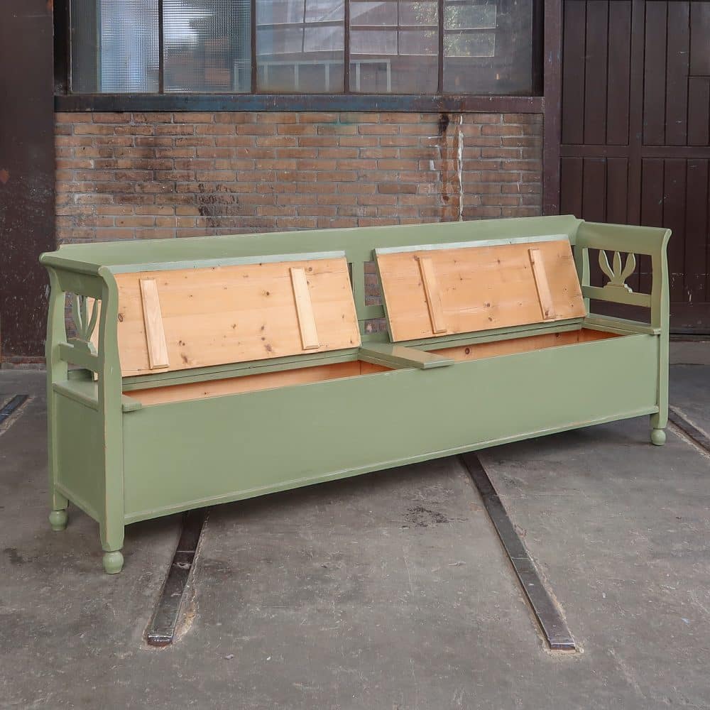 Groene houten klepbank - Afbeelding 3
