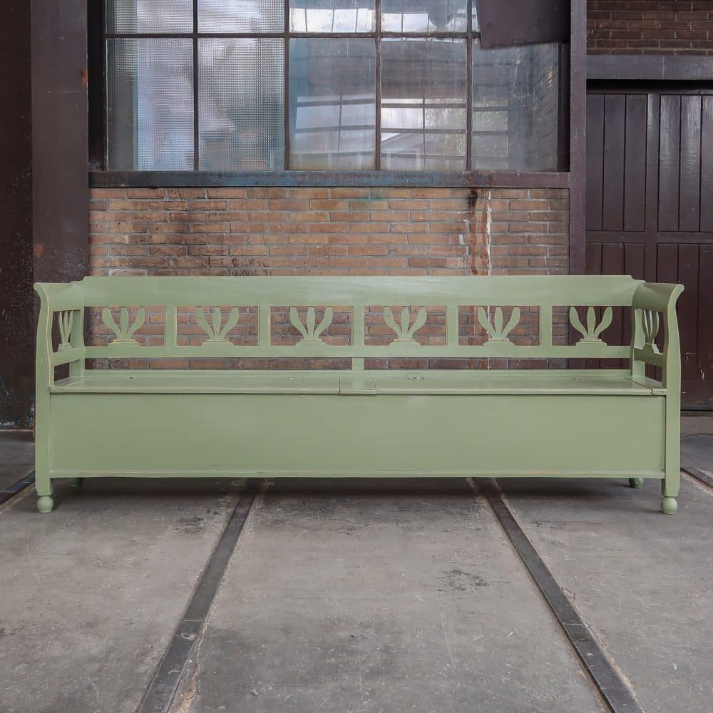 Groene houten klepbank - Afbeelding 2