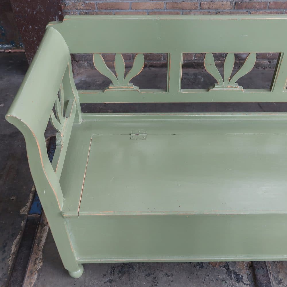 Groene houten klepbank - Afbeelding 5