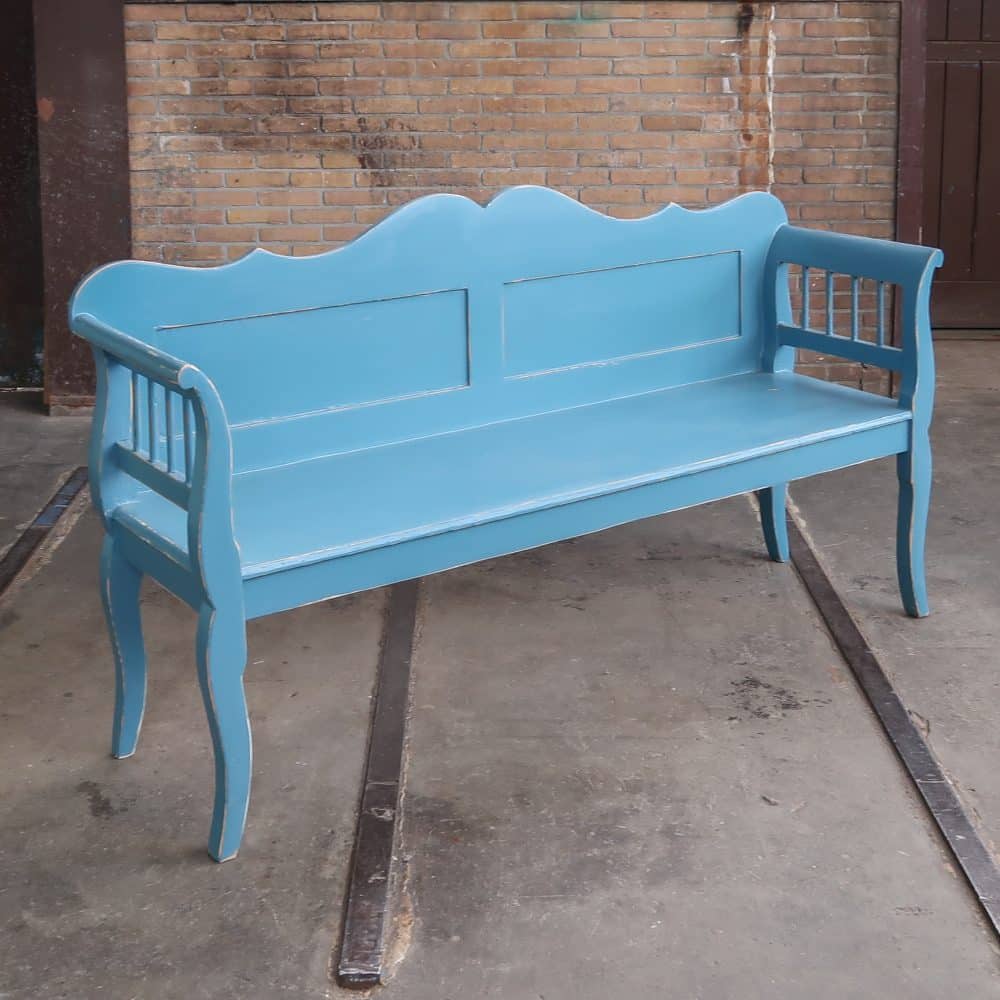 Brocante blauwe bank - Afbeelding 2