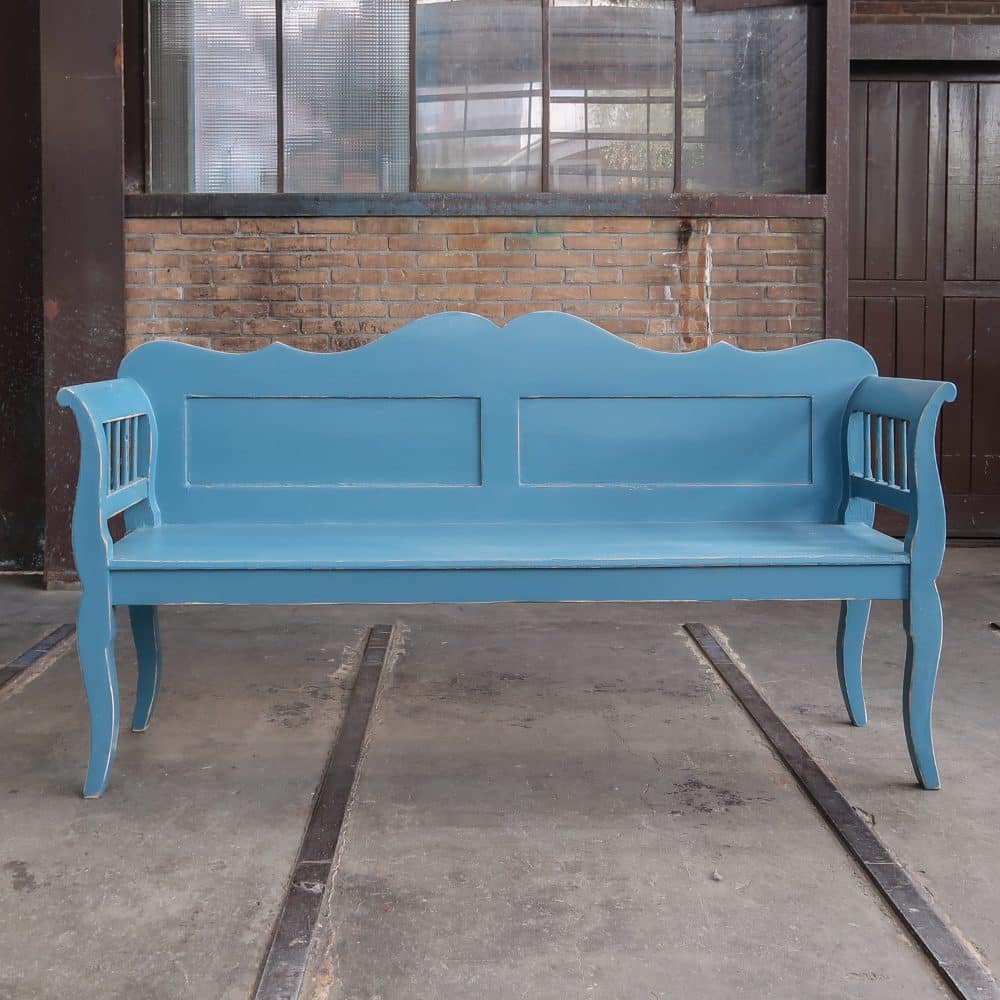 Brocante blauwe bank - Afbeelding 3