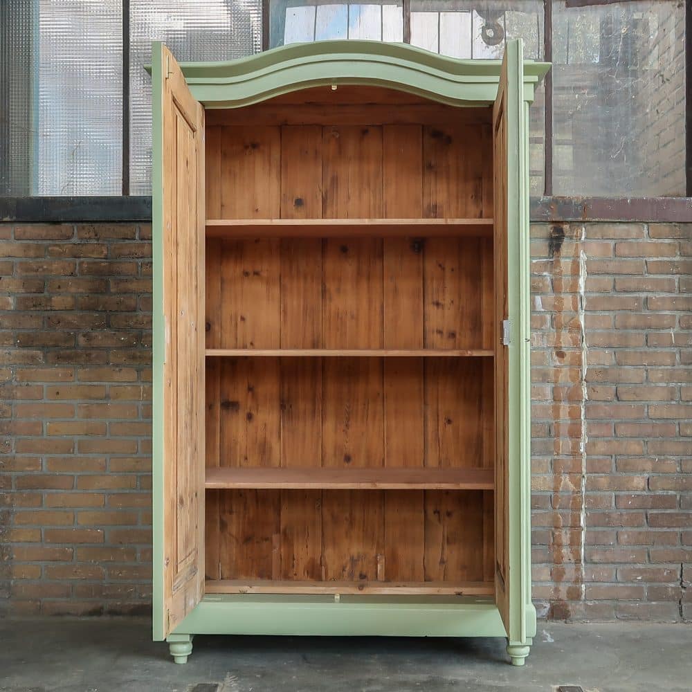 Brocante groene linnenkast - Afbeelding 3