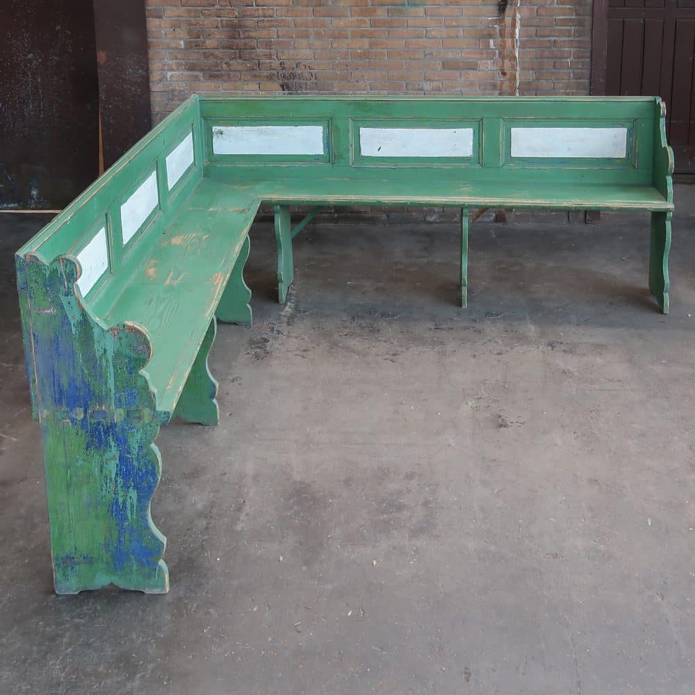 Houten brocante hoekbank - Afbeelding 2