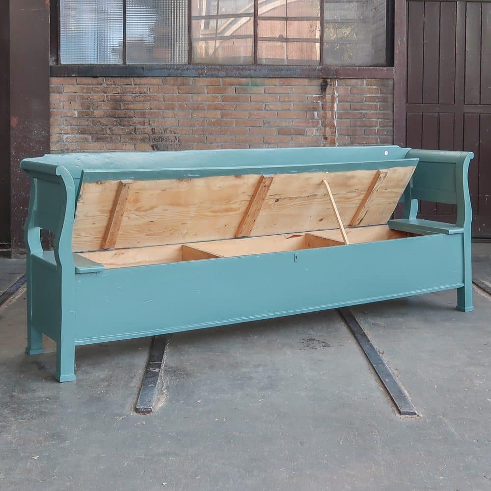 Blauwe houten klepbank - Afbeelding 2