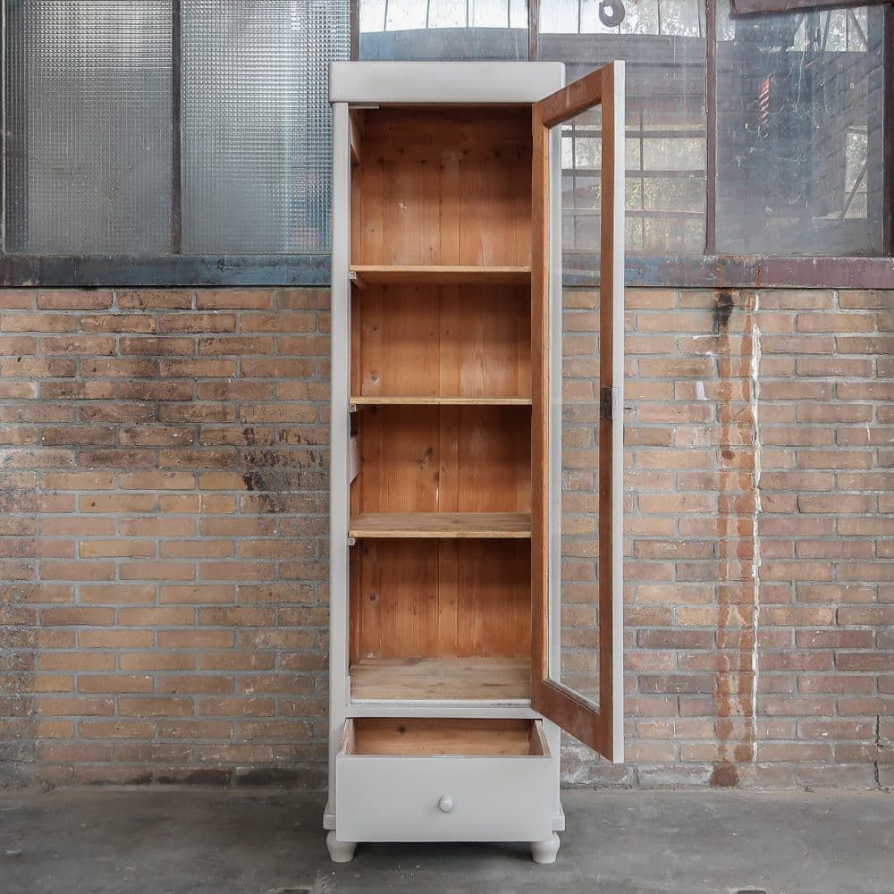 Eendeurs taupe vitrinekast - Afbeelding 3