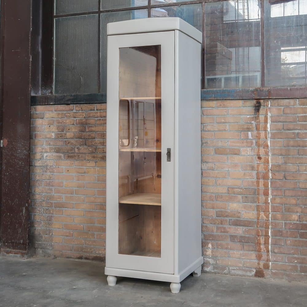 Eendeurs taupe vitrinekast - Afbeelding 2