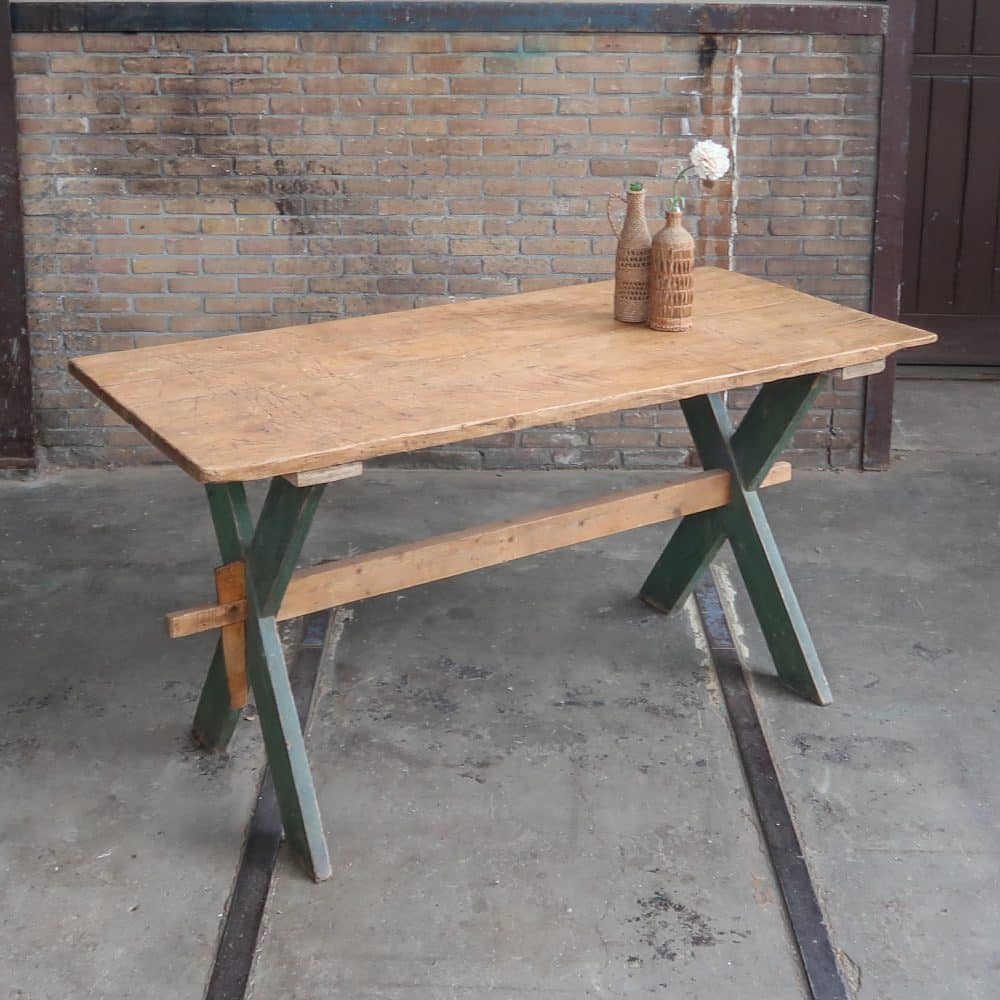 Brocante kruispoot tafel - Afbeelding 2