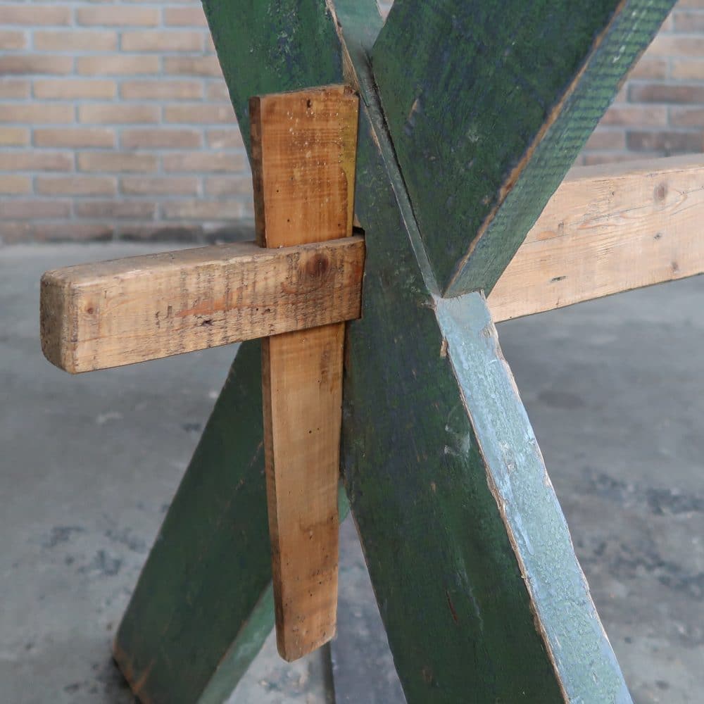Brocante kruispoot tafel - Afbeelding 6