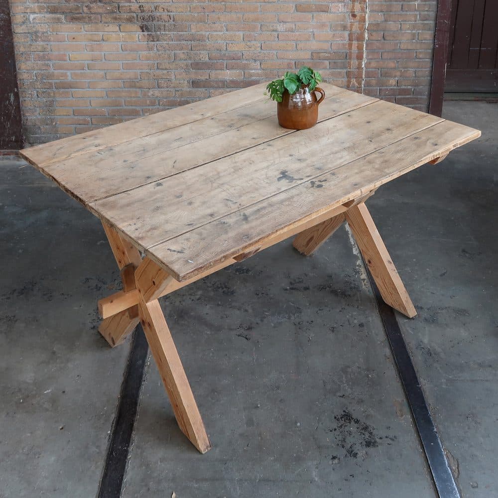 Brocante kruispoot tafel - Afbeelding 2