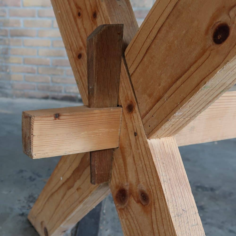 Brocante kruispoot tafel - Afbeelding 7