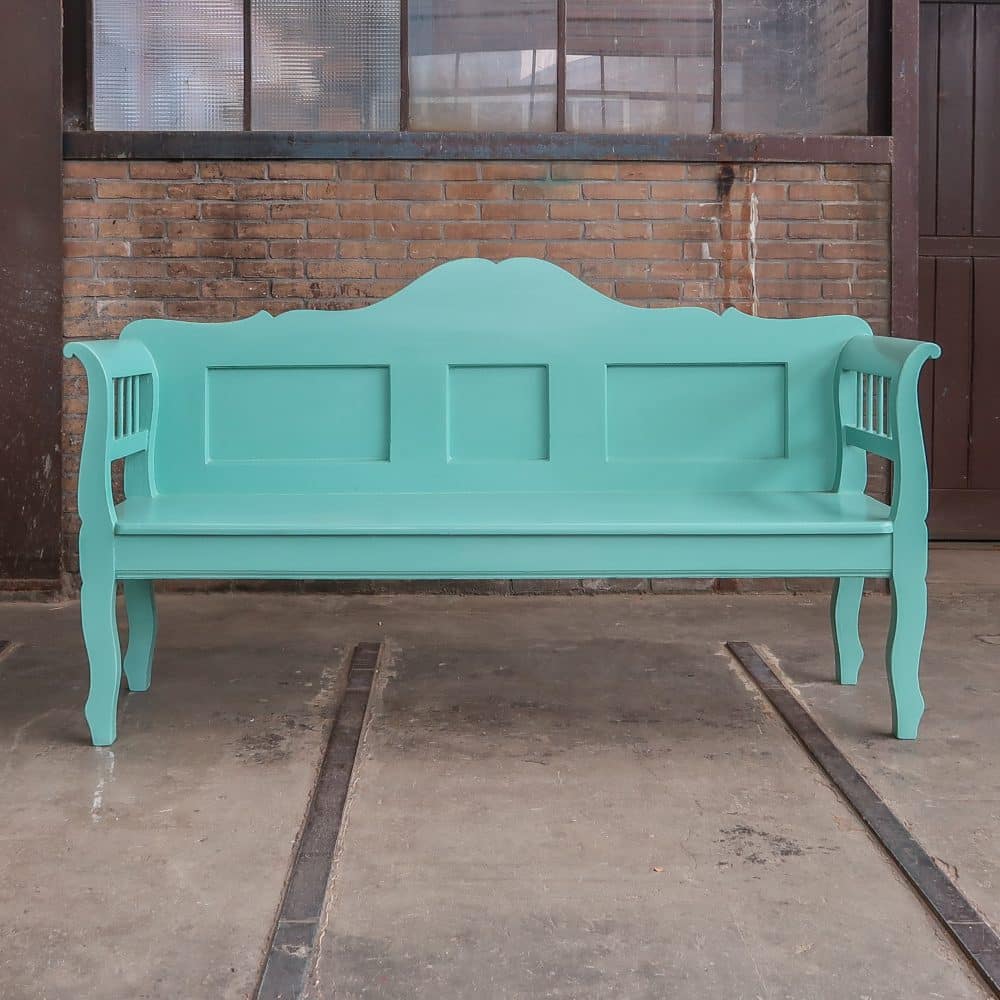 Turquoise brocante bank - Afbeelding 2