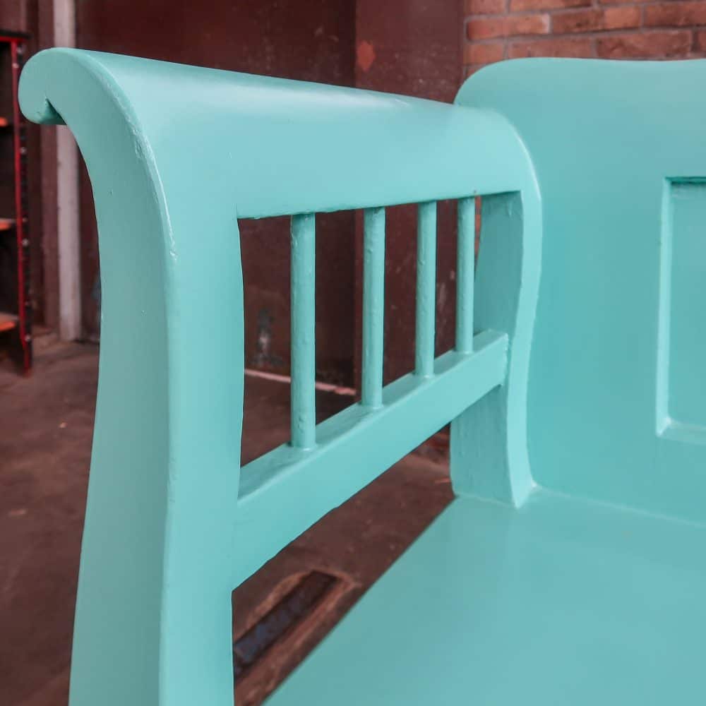 Turquoise brocante bank - Afbeelding 3